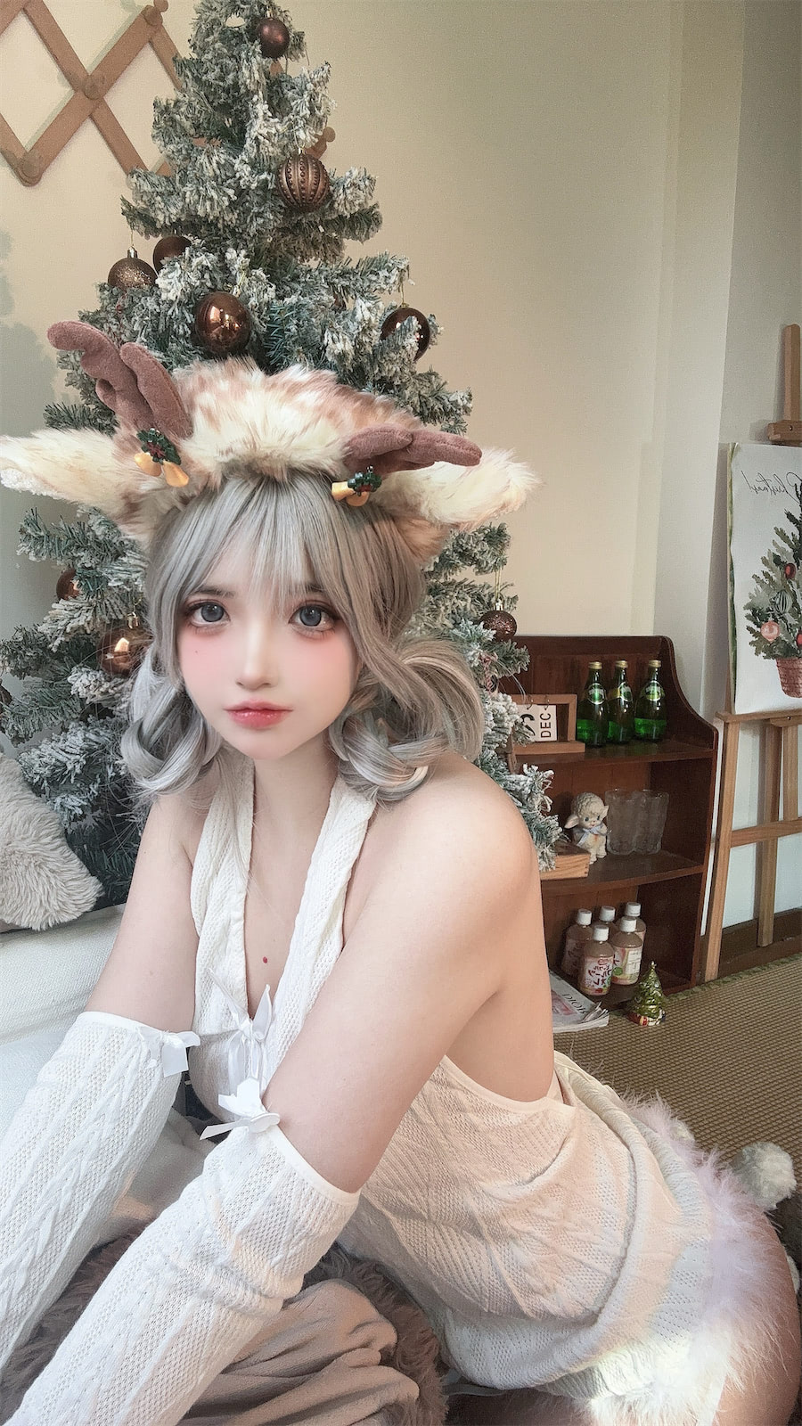 疯猫ss圣诞特典白色毛衣98p1v