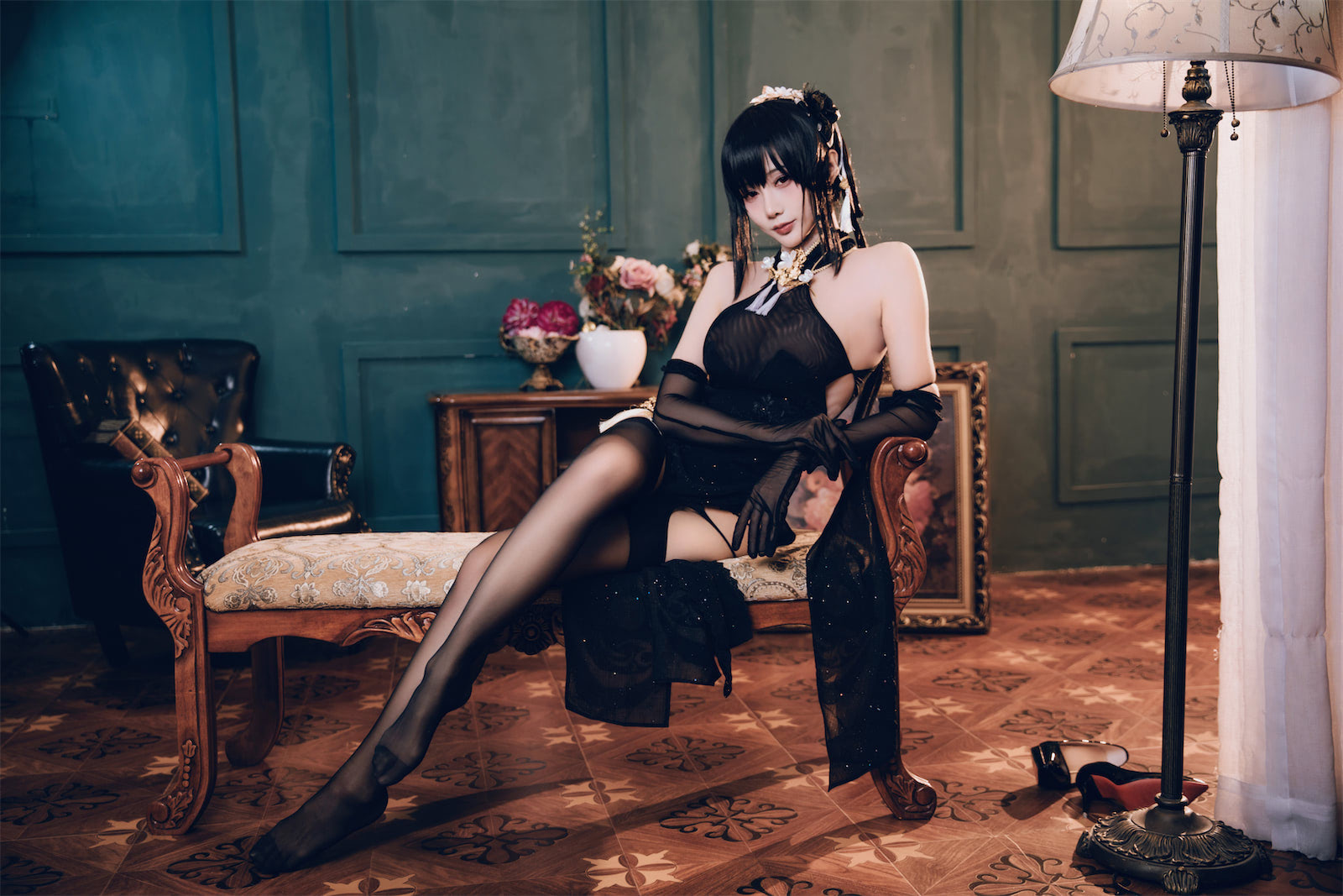 如月灰碧蓝航线镇海旗袍24p