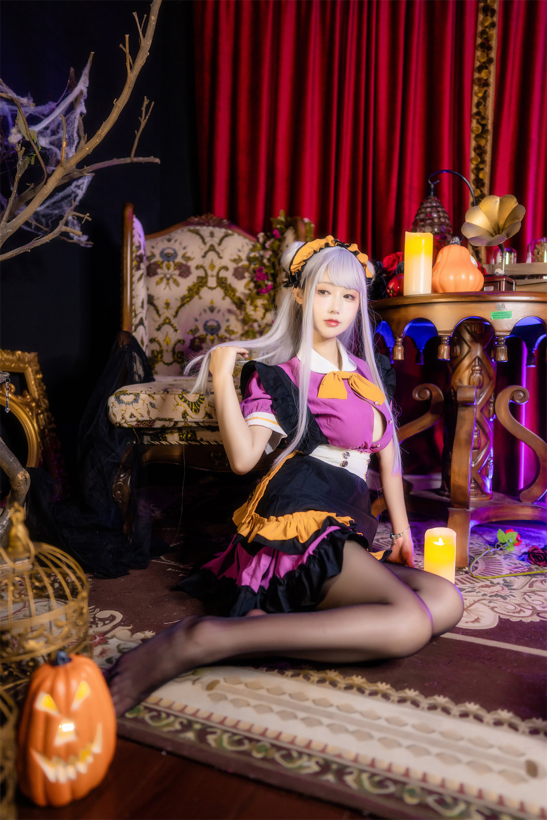 羽生三未万圣节黑丝女仆37p