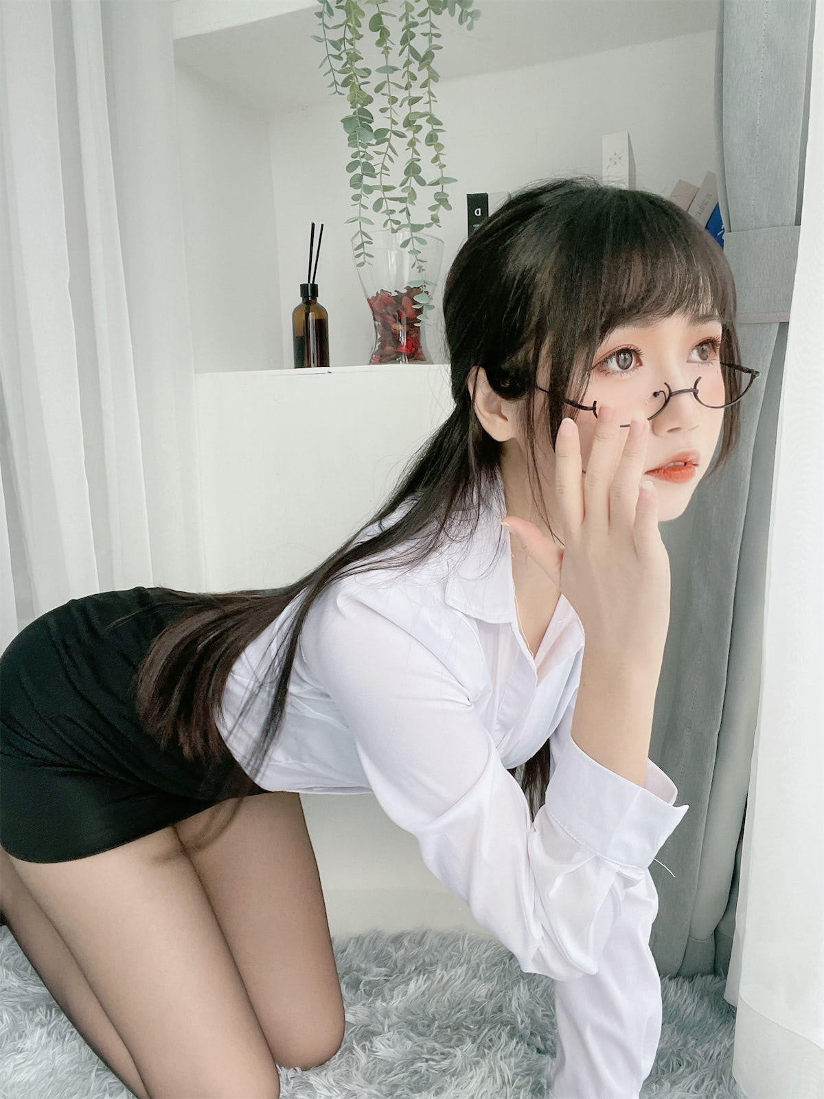 不呆猫黑丝包臀OL自摄24p5v_3