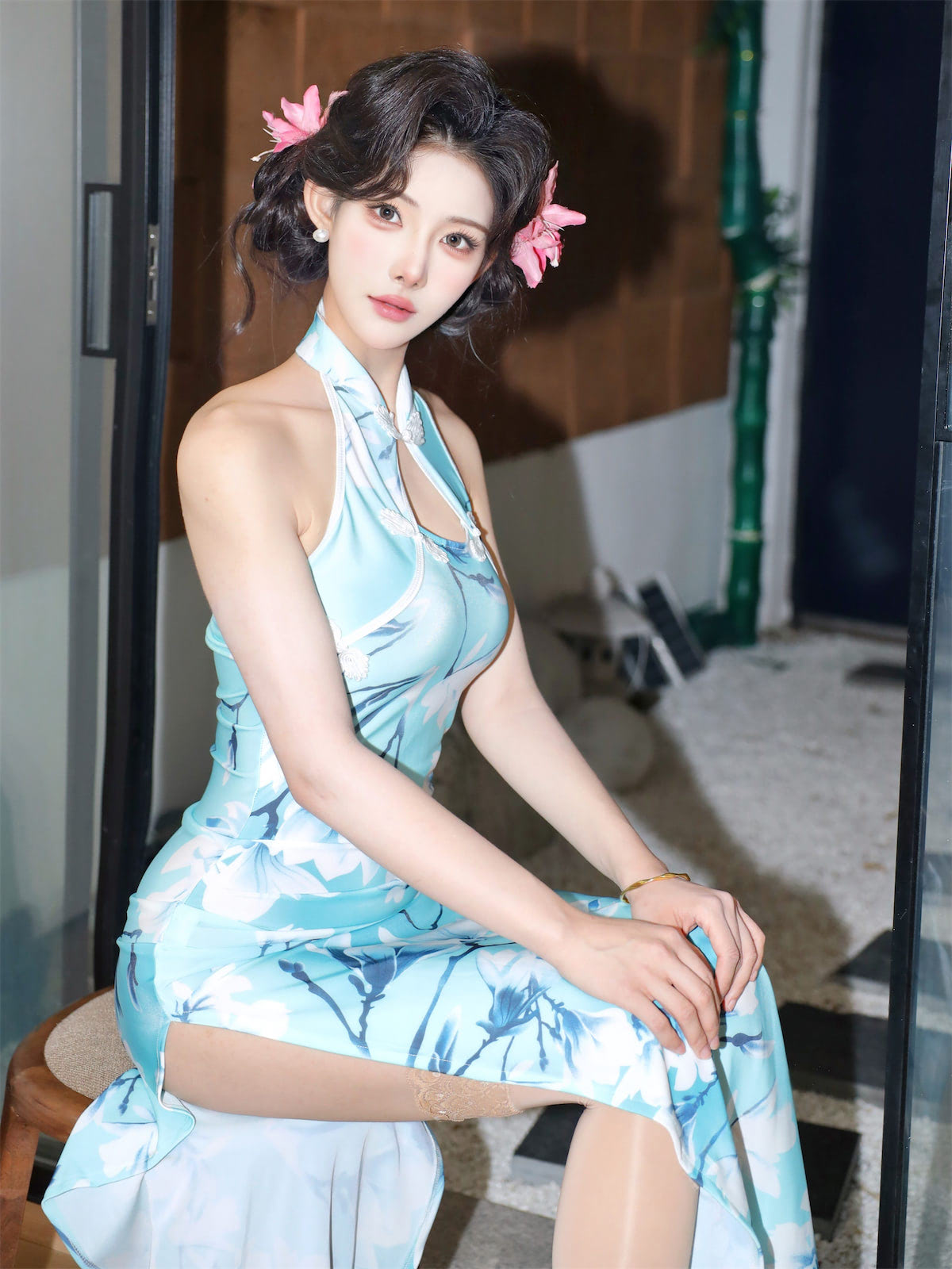 梨霜儿白玉兰旗袍87p_2