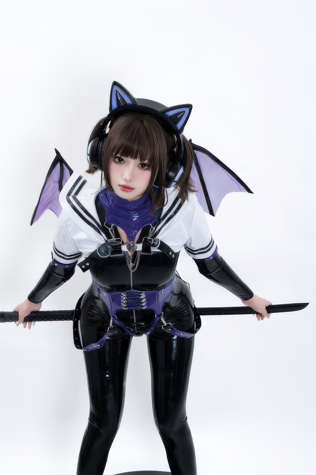 柒柒要乖哦白棚黑胶衣78p_1