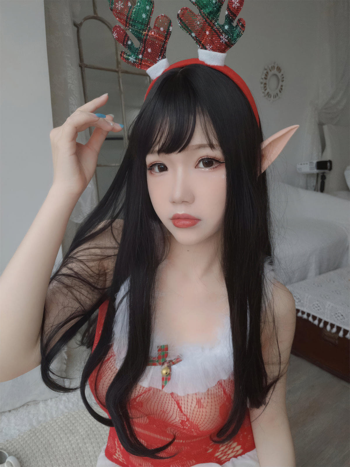 雪晴Astra圣诞节麋鹿自拍140p_1