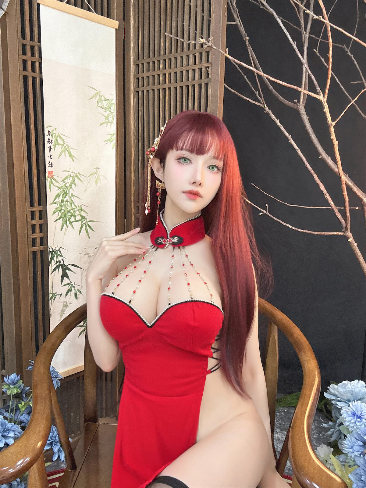 Shika小鹿鹿新年红旗袍30p